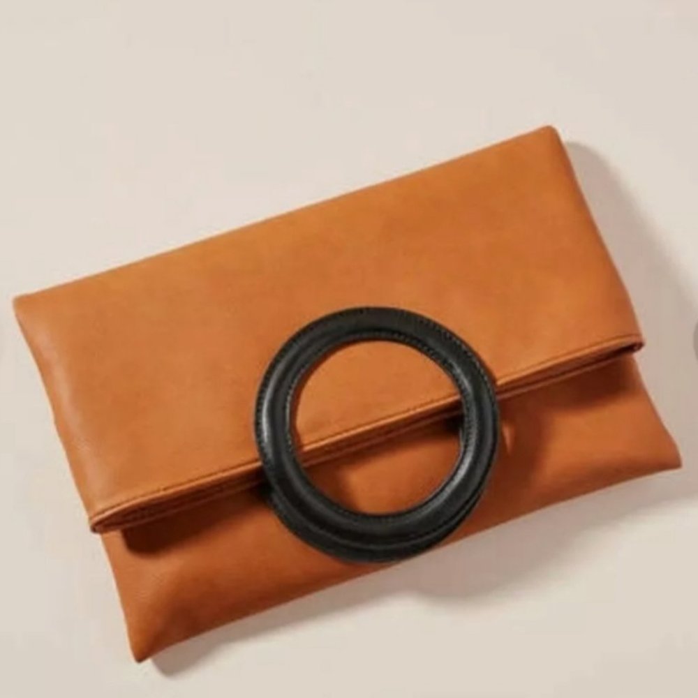 Anthropologie × Tabitha Brown Tan Fold-Over Clutch